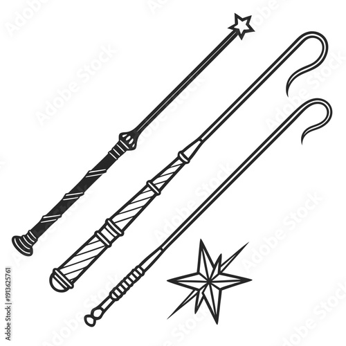A set of fantasy weapons and magic tools