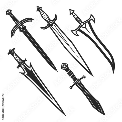 A collection of fantasy swords and daggers