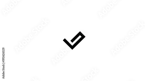 Modern geometric checkmark icon on white background, abstract tick symbol for approval, success, verification, and completion concept