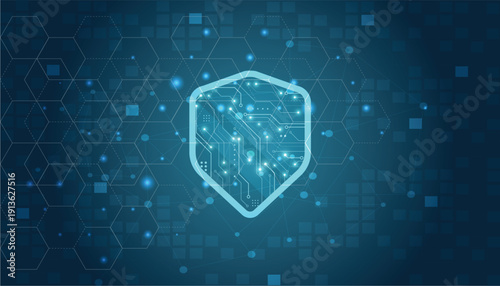 Cyber Security and Data Protection Technology Concept.Modern Cyber Security Technology Background.