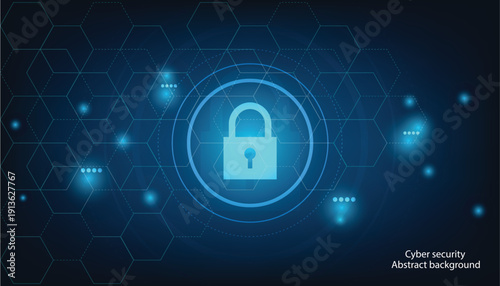 Cyber Security and Data Protection Technology Concept.Modern Cyber Security Technology Background.