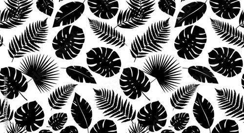 Elegant seamless vector pattern featuring lush monstera leaves in rich green tones, ideal for backgrounds, textiles, and nature-inspired design projects.
