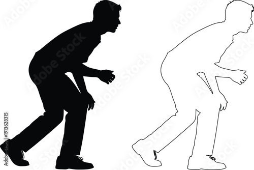 Side by side silhouettes of a person bending forward in different postures.