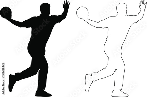 Contrast between a detailed and a simplified depiction of a frisbee player in action
