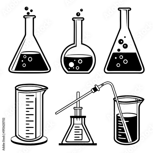 A collection of laboratory glassware for chemistry experiments
