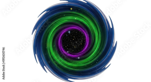 Swirling Galaxy Portal with Stars