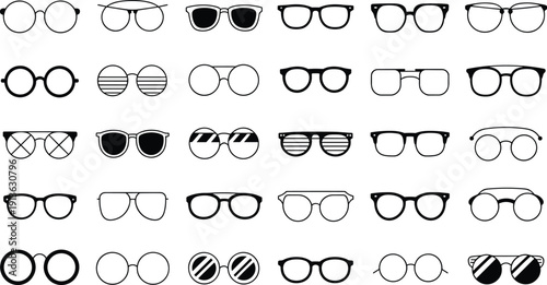 Assortment of Thirty- Two Stylized Eyeglasses and Spectacle Frames spectacles eyewear