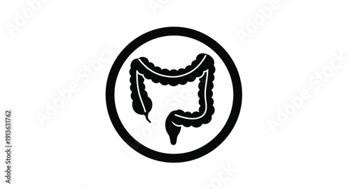 Intestine illustration within a circle a striking silhouette
