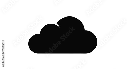 Simple black cloud shape against a white background silhouette
