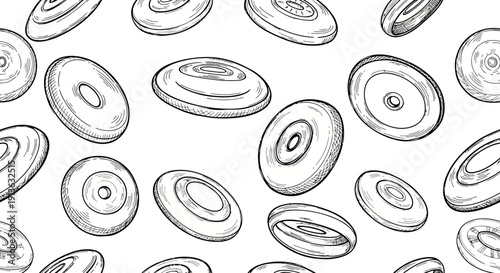 Abstract circular shapes in a repeating seamless pattern illustration