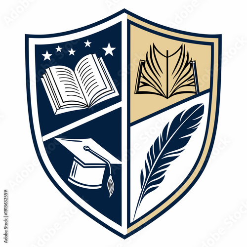 Shield Emblem: Geometric Book Inspired Divisions