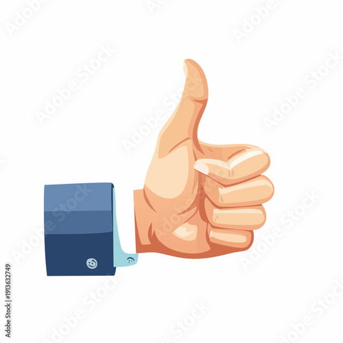 Dynamic illustrative depiction of a human hand giving a universally recognized positive thumbs up gesture, signifying agreement, approval, satisfaction, or a job well done