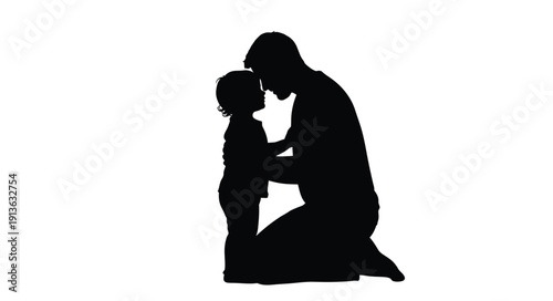 Father and child sharing a tender moment a dark silhouette