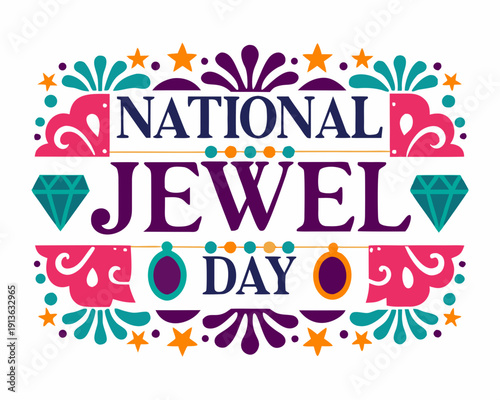 National Jewel Day Celebration Vector, Gemstone and Luxury Concept Design