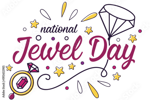 National Jewel Day Celebration Vector, Gemstone and Luxury Concept Design