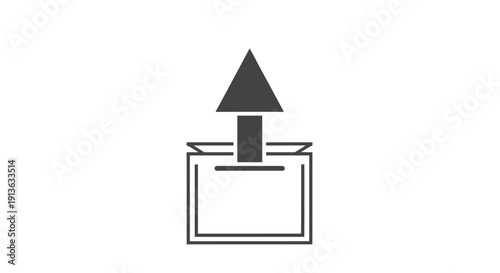 Black and white upload box icon.
