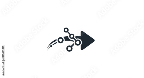 Black Arrow Icon with Broken Chain.