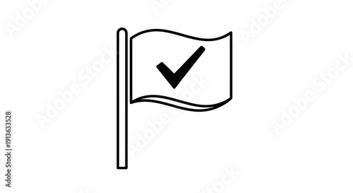 Black Check Mark on White Flag.