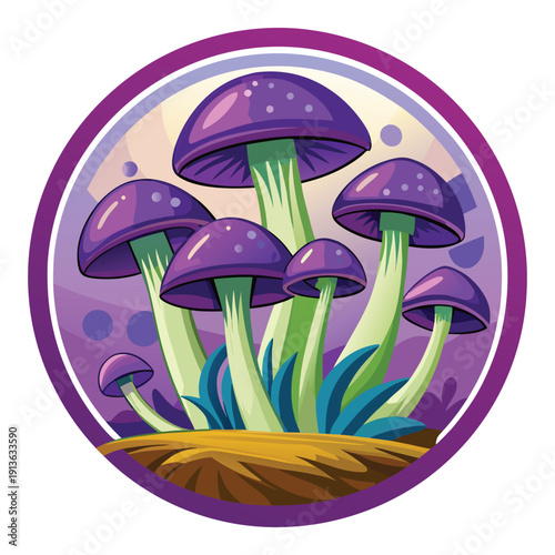 Amethyst Laccaria Mushroom Vector Logo
