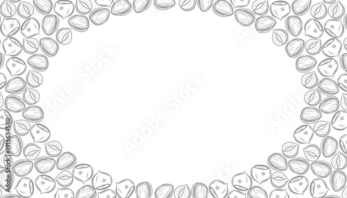 Hazelnut Seamless Pattern. Frame hazelnut. Hand Drawn Nut Vector Background