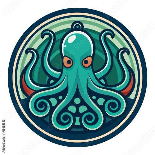 Minimalist Marine Kraken Icon