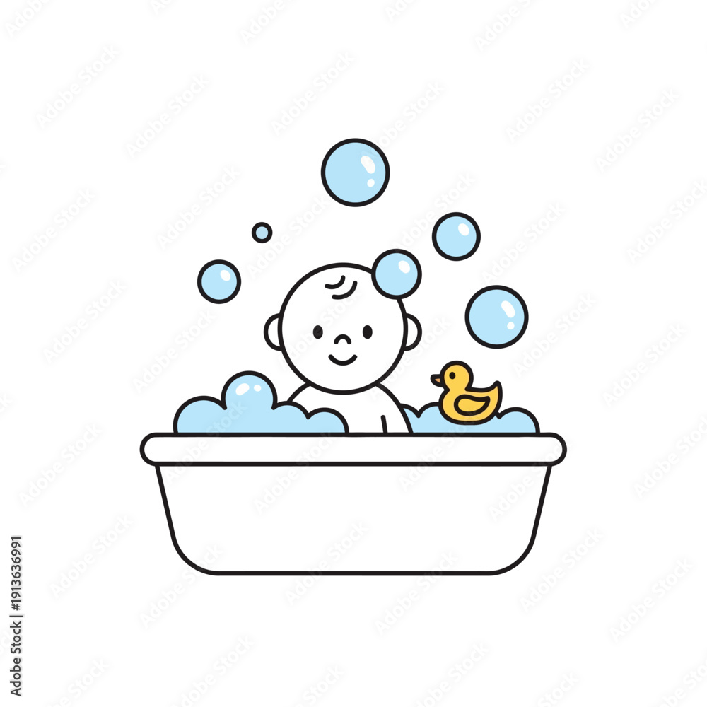 Naklejka premium Baby in bathtub illustration