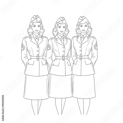 Three women in world war ii era united states army uniforms
