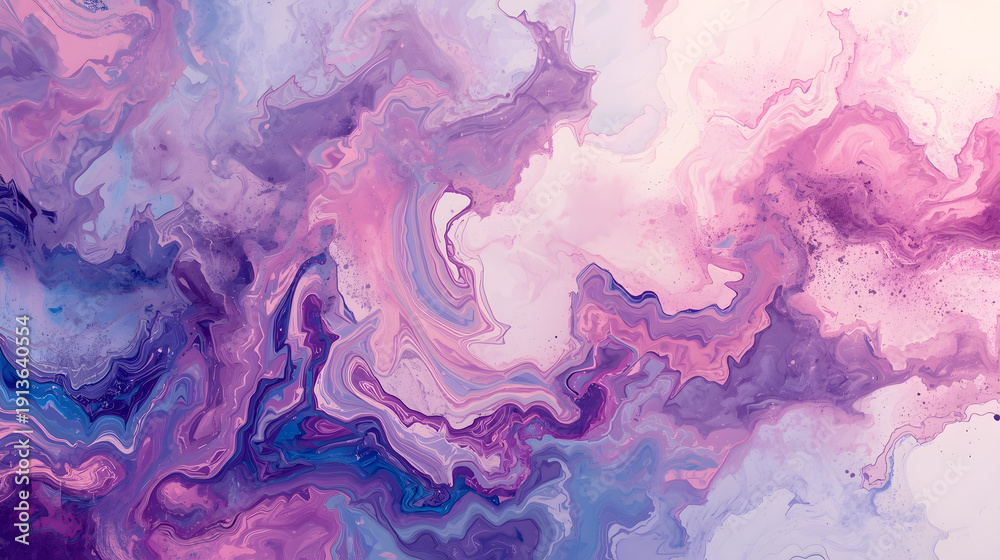 Fototapeta premium Vibrant pink and purple fluid art with swirling patterns