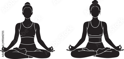 Yoga woman lotus pose clean black silhouette Vector – Flat Minimal EPS