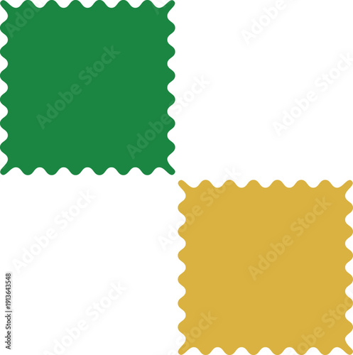 Abstract Geometric Composition:  A visually striking design featuring two distinct, textured squares, one in a vibrant green and the other in a warm gold, set against a pristine backdrop.