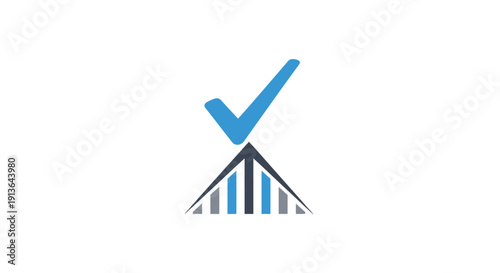 Blue Checkmark Icon with Graph Elements.