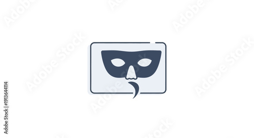 Black Mask Icon with Goatee Illustration.