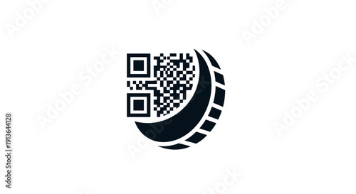 Black QR code on tire track.