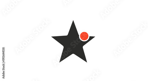 Black Star with Red Dot Icon.