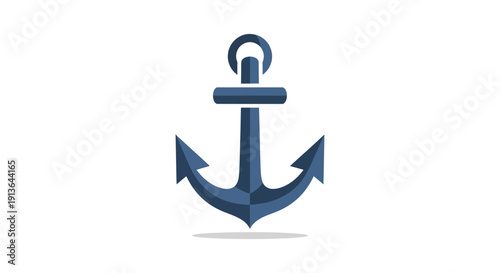 Blue Anchor Illustration on White Background.