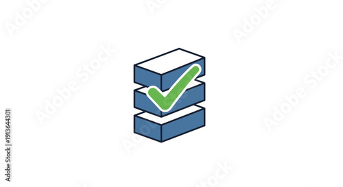 Blue boxes with green check mark.