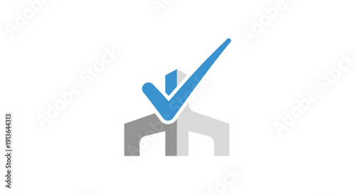 Blue Checkmark Icon on Gray Background.