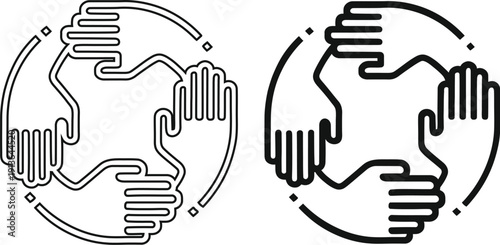 Hands Circle Unity and Teamwork Partnership Vector Icon