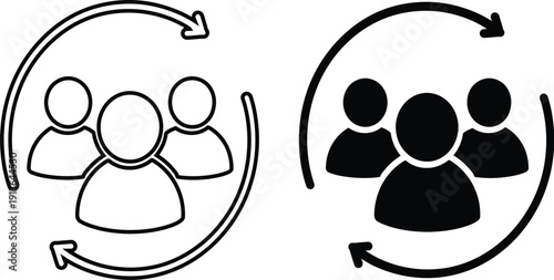Team Rotation and Human Resource Lifecycle Management Icon Vector Set