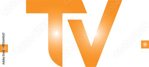 Orange TV Letter Logo Design with Glossy Gradient and Modern Typography