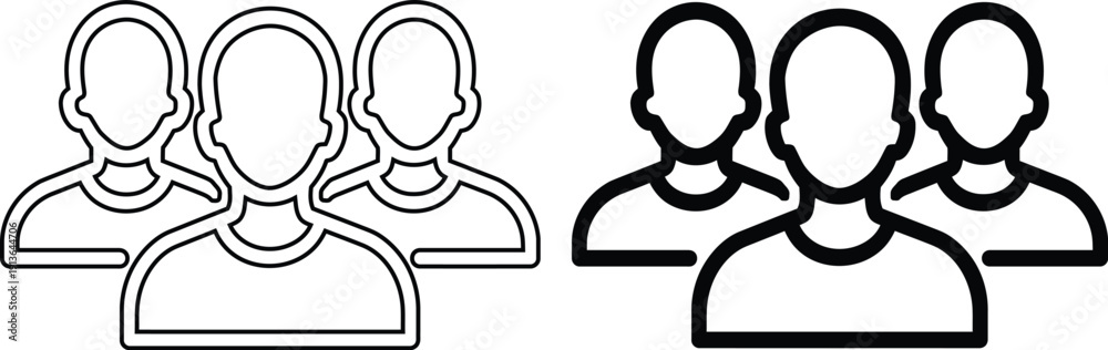 Obraz premium Professional Teamwork and User Group Outline Vector Icon for Business Community and Social Connection