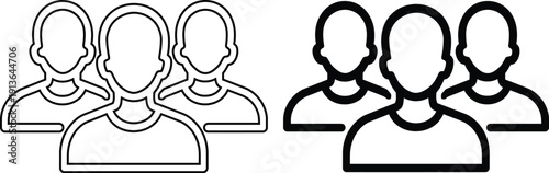 Professional Teamwork and User Group Outline Vector Icon for Business Community and Social Connection