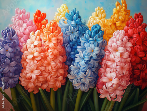 A Detailed Shot of Hyacinths with Vibrant Colors, Celebrating Spring’s Rebirth