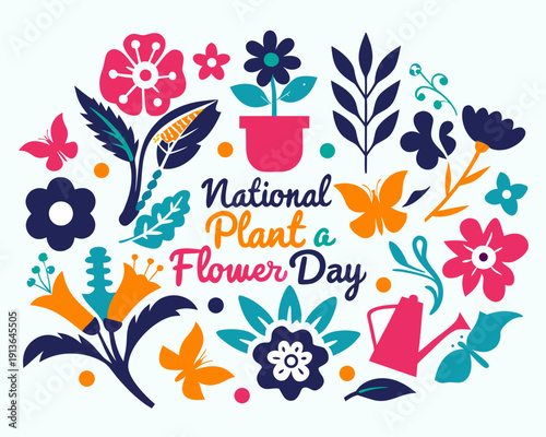 National Plant a Flower Day Celebration Design, Gardening and Nature Vector