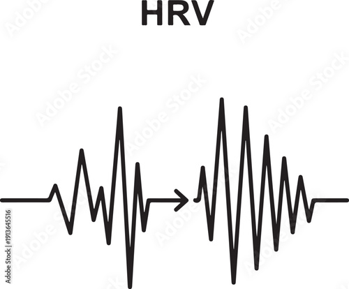 H R V text and heart rate graph with arrow heart rate variability electrocardiogram d