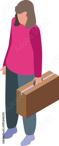 Unemployed woman holding suitcase leaving home after being fired from work