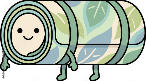 Cartoon Creature With Leaf Pattern Body Walking On White Background