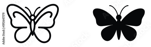 Butterfly icon, linear vector pictogram with editable stroke, flat minimal design isolated on white background, ideal for web, mobile apps, branding, logos, buttons, and digital graphic interfaces.