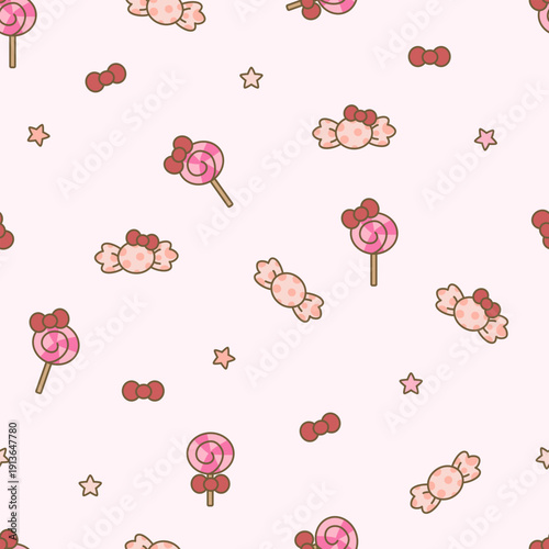 Seamless pattern with colorful sweet candy. Cute candies designed for Halloween party, card, scrapbook, fabric, wrapping, textile, stationery, and phone cases.