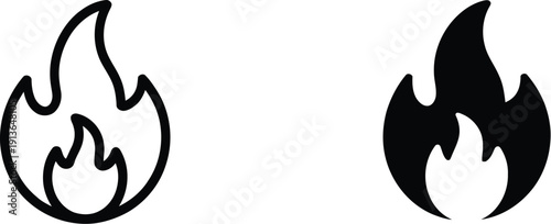 Fire Flame icon, vector template symbol for hot caution, spicy food, oil, gas, and energy concept, flat design isolated on white background, suitable for apps, websites, logos, and digital projects.